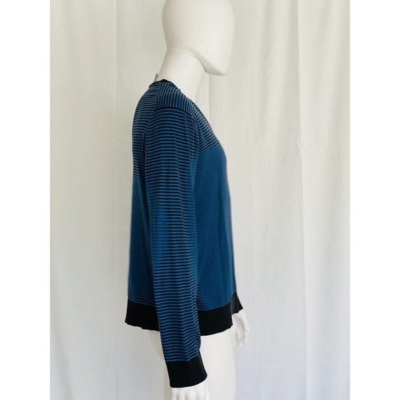 Gap Sweater Neck V Blue with Black Stripes Long Sleeves. Cotton, Silk, Nylon - Picture 4 of 8